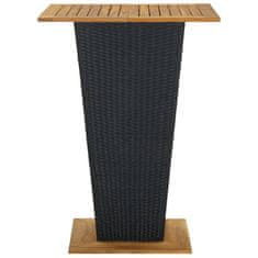 Vidaxl Barska miza črna 80x80x110 cm poli ratan in trden akacijev les