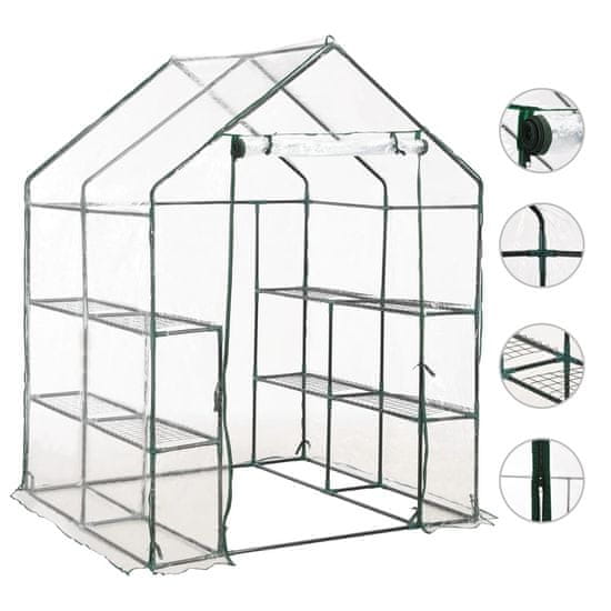 Vidaxl Rastlinjak z 8 policami 143x143x195 cm
