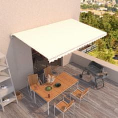 Vidaxl Ročna tenda 5 x 3 m Krem 100% poliester
