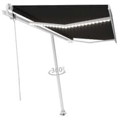 Vidaxl Avtomatska tenda LED + senzor 450x350 cm antracitna