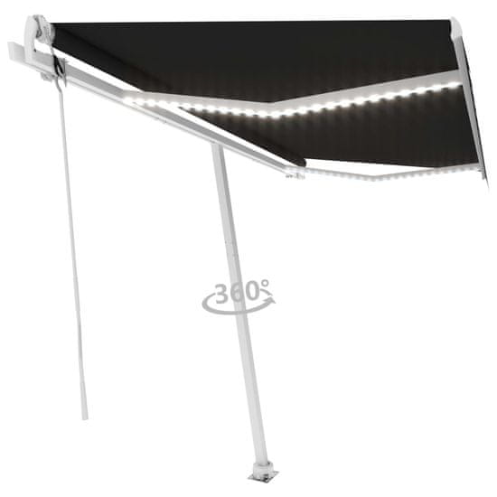 shumee Avtomatska tenda LED + senzor 450x350 cm antracitna