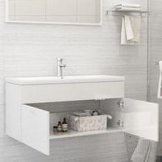 Vidaxl Omarica za umivalnik visok sijaj bela 100x38,5x46 cm iverna pl.