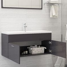 Vidaxl Omarica za umivalnik visok sijaj siva 100x38,5x46 cm iverna pl.