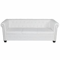 Vidaxl Chesterfield kavč dvosed in trosed um. usnje bele barve