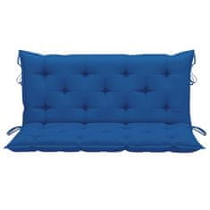 Vidaxl Vrtna gugalnica z modro blazino 120 cm trdna tikovina