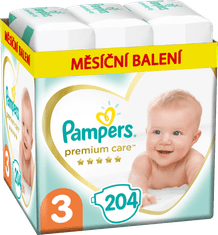 Pampers Premium Care pleničke, velikost 3, 6-10 kg, 204 kosov