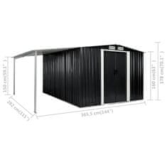 Vidaxl Vrtna lopa z drsnimi vrati antracitna 386x312x178 cm jeklo