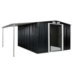 Vidaxl Vrtna lopa z drsnimi vrati antracitna 386x312x178 cm jeklo