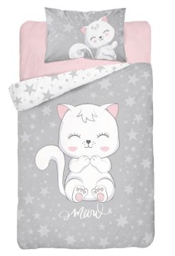 Detexpol Posteljno perilo iz bambusa in bombaža za otroško posteljico Kitten siva 100 x 135 cm