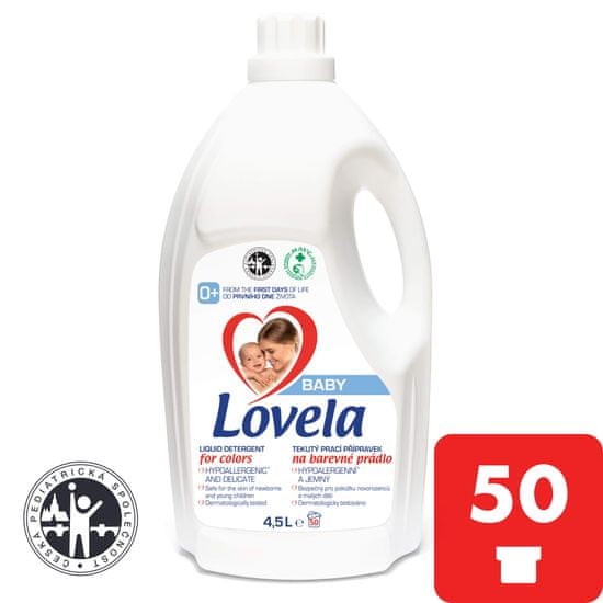 Lovela Baby tekoči detergent, 4,5 l/50 odmerkov pranj, barvno perilo