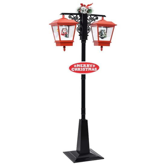 Greatstore Novoletna ulična svetilka z božičkom črno-rdeča 81x40x188cm PVC