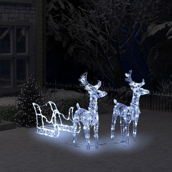 shumee Božični jeleni s sanmi 240 LED lučk 130 cm iz akrila