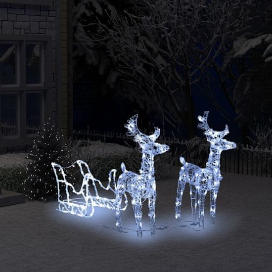 Greatstore Božični jeleni s sanmi 240 LED lučk 130 cm iz akrila