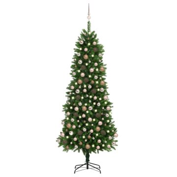 Vidaxl Umetna osvetljena novoletna jelka z bunkicami 240 cm zelena