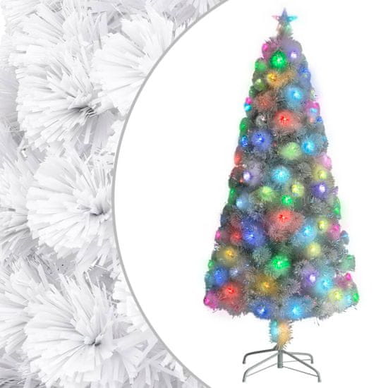 Greatstore Umetna novoletna jelka z LED lučkami bela 150 cm optična vlakna