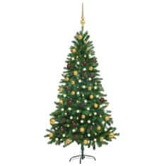 Vidaxl Umetna osvetljena novoletna jelka z bunkicami 150 cm zelena
