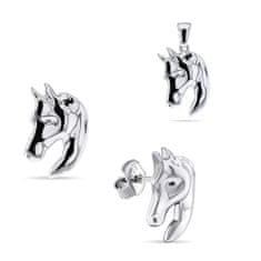 Brilio Silver Dizajnerski komplet srebrnega nakita Horse SET209W (obesek, uhani)