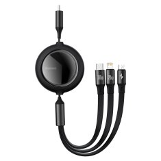 BASEUS Bright Mirror 3in1 kabel USB-C - micro USB / USB-C / Lightning PD 100W 1.2m, črna