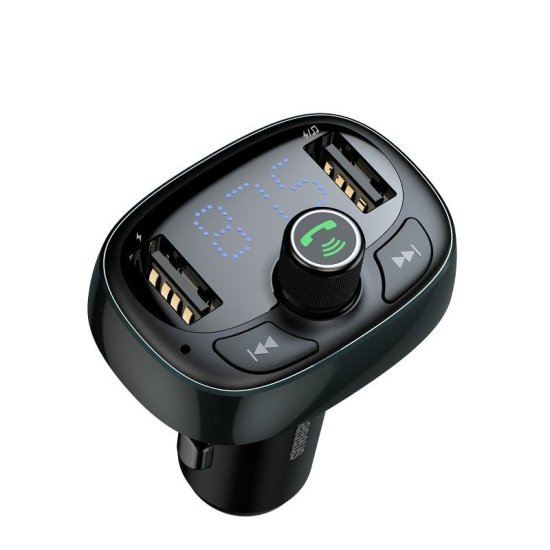 BASEUS TTyped FM Transmitter avto polnilec USB / micro SD 3.4 A, modrá mimovrste=)