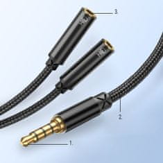 Joyroom Splitter avdio kabel 3.5mm mini jack / 2x 3.5mm mini jack M/F, črna