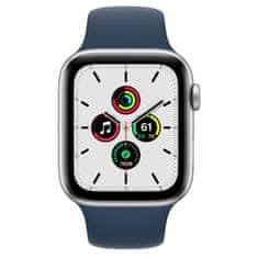 Apple Watch SE pametna ura, 40 mm, srebrno aluminijasto ohišje z modrim športnim paščkom - kot nov