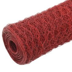Vidaxl Žična mreža za ograjo jeklo s PVC oblogo 25x1,2 m rdeča