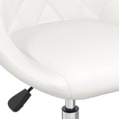 Vidaxl Vrtljiv jedilni stol belo umetno usnje
