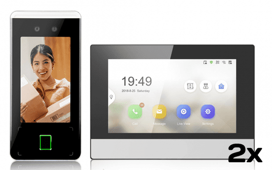 POLICEtech Barvni video domofon H-Line - dvostanovanjski komplet z dvema zaslonoma ter eno kamero