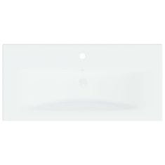 Vidaxl Vgradni umivalnik s pipo 81x39x18 cm keramičen bel