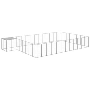 Vidaxl Pasji boks srebrn 30,25 m² jeklo