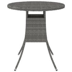 Vidaxl Vrtna miza siva 70x70x73 cm poli ratan