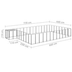 Vidaxl Pasji boks črn 30,25 m² jeklo