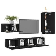 Greatstore Komplet TV omaric 4-delni črna iverna plošča