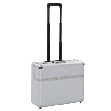 Vidaxl Pilotski kovček 54x44x21 cm srebrn aluminij