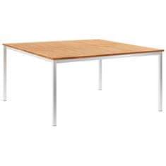 Vidaxl Vrtna jedilna miza 150x150x75 cm tikovina in nerjaveče jeklo