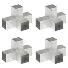 shumee vidaXL Spojniki za stebre 4 kosi X oblike pocinkana kovina 81x81 mm