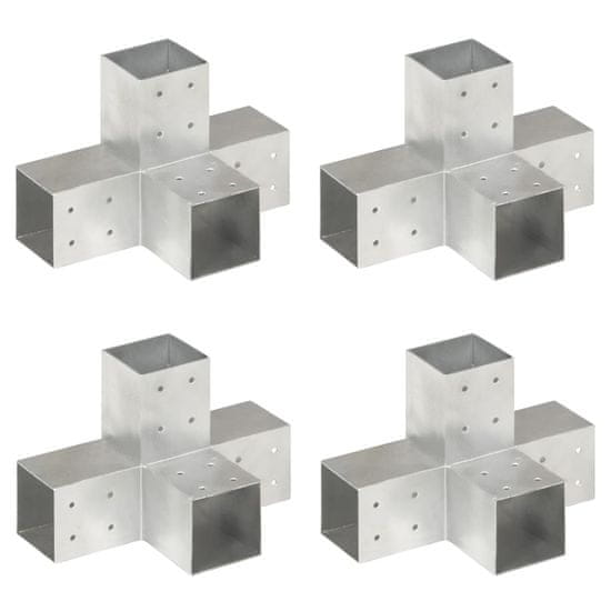 shumee vidaXL Spojniki za stebre 4 kosi X oblike pocinkana kovina 81x81 mm