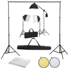 Vidaxl Foto studijski komplet s softboxi, ozadjem in odbojnikom
