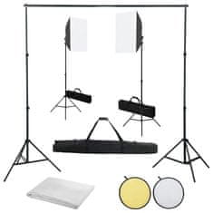 Vidaxl Foto studijski komplet s softboxi, ozadjem in odbojnikom