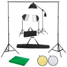 Vidaxl Foto studijski komplet s softboxi, ozadjem in odbojnikom