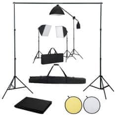 Vidaxl Foto studijski komplet s softboxi, ozadjem in odbojnikom