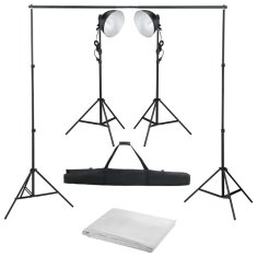 Vidaxl Fotografski studijski komplet s studijsko svetilko in ozadjem
