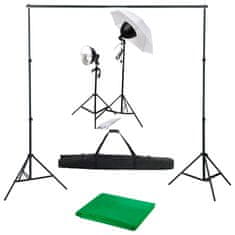 Vidaxl Fotografski studijski komplet s svetilkami in ozadjem