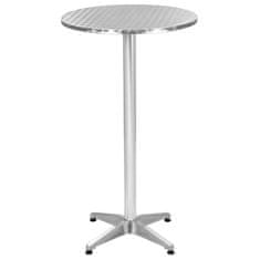 Vidaxl Zložljiva vrtna miza srebrna 60x(70-110) cm aluminij
