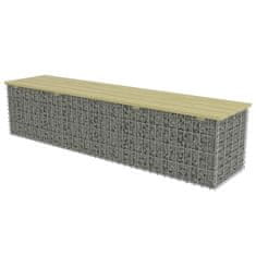 Vidaxl Gabionska klop 180 cm pocinkano jeklo in borovina