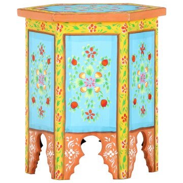 Vidaxl Ročno barvana stranska mizica večbarvna 38x33x42 cm mangov les