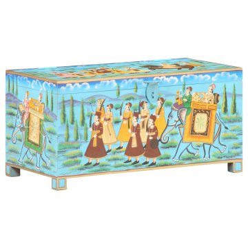 Vidaxl Ročno barvana škatla 80x40x40 cm trden mangov les