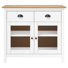 Vidaxl Komoda Hill bela 90x40x80 cm trdna borovina
