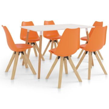 Vidaxl Jedilna garnitura 7-delna oranžna