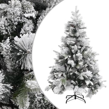 Vidaxl Novoletna jelka s snegom in storži 150 cm PVC in PE